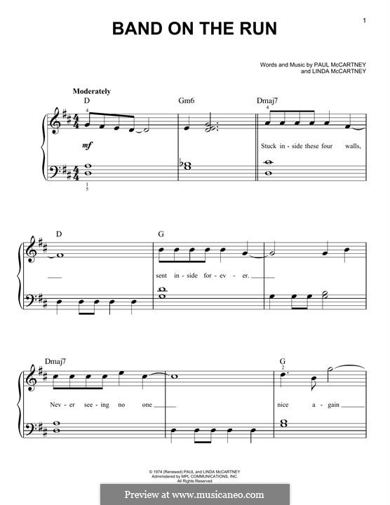 Band on the Run (Wings): Para Piano by Linda McCartney, Paul McCartney