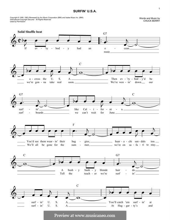 Surfin' U.S.A. (The Beach Boys): melodia by Chuck Berry
