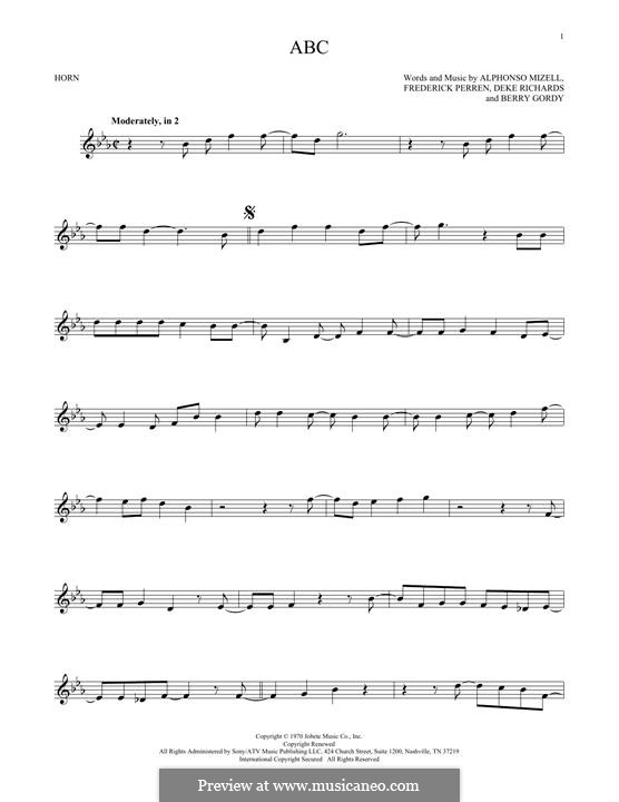 ABC (The Jackson 5): For horn by Alphonso Mizell, Berry Gordy, Deke Richards, Freddie Perren