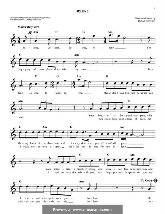 Jolene: melodia by Dolly Parton