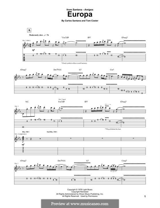 Europa (Santana) por C. Santana Partituras on músicaNeo