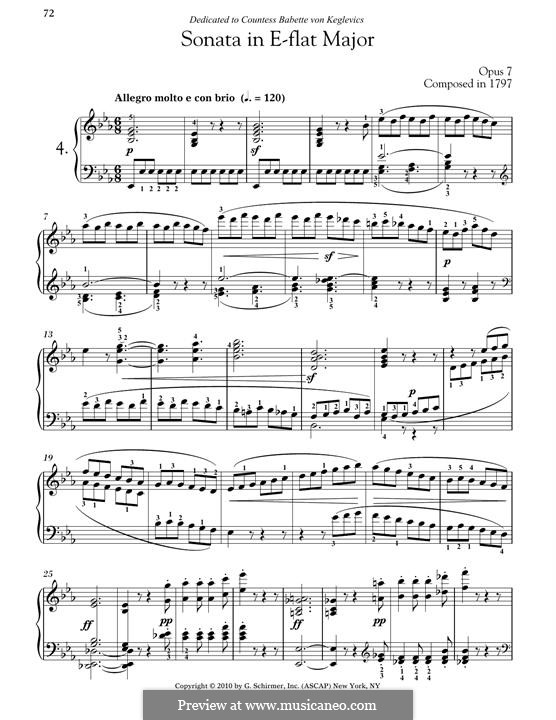 Sonata for Piano No.4, Op.7: para um único musico (Editado por H. Bulow) by Ludwig van Beethoven