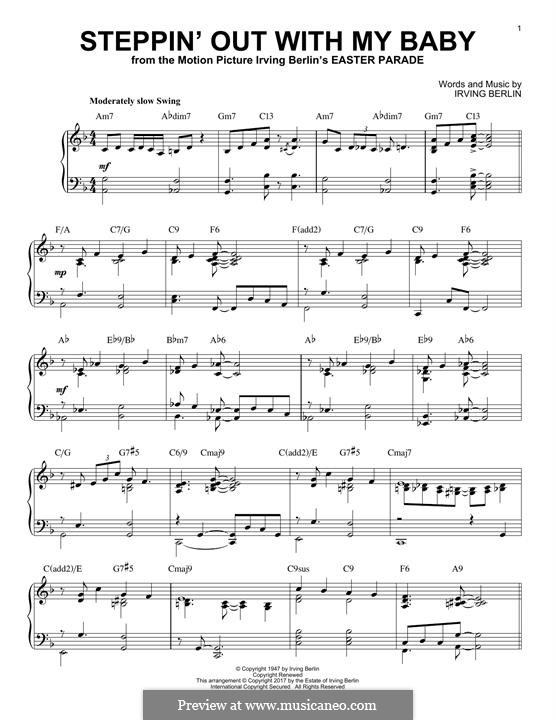 Steppin' Out with My Baby: For piano (jazz version) by Irving Berlin