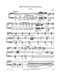 No.12 in C Sharp Minor, for Piano, S.244: For a single performer by Franz Liszt