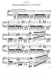 No.14 in F Minor, for Piano, S.244: For a single performer by Franz Liszt