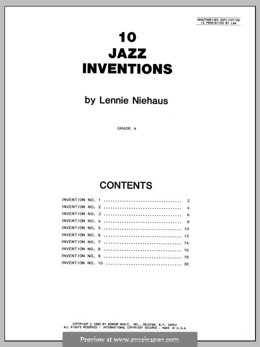 10 Jazz Inventions: For any instruments by Lennie Niehaus