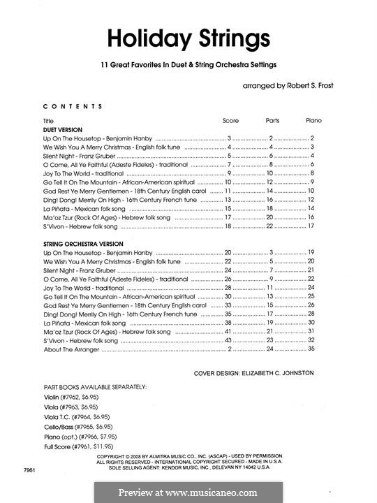 Holiday Strings: partitura completa by folklore, Franz Xaver Gruber, Benjamin Russel Hanby