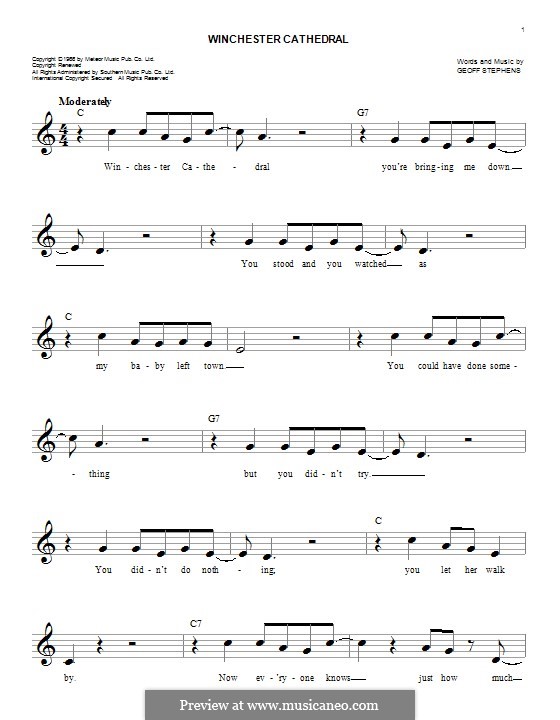 Winchester Cathedral (The New Vaudeville Band): melodia by Geoff Stephens