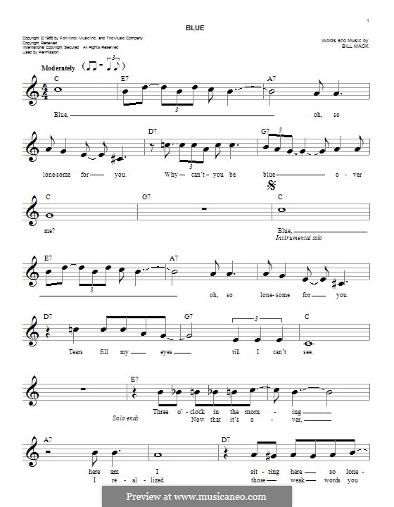 Blue (LeAnn Rimes): melodia by Bill Mack
