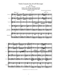 Violin Concerto No.10 in B Flat Major 'La caccia', RV 362 : Score, parts by Antonio Vivaldi