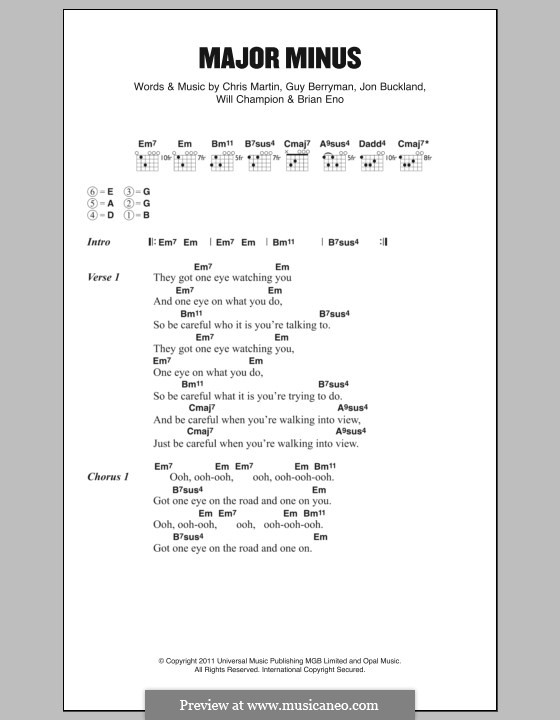 Major Minus (Coldplay): Letras e Acordes by Chris Martin, Guy Berryman, Jonny Buckland, Will Champion