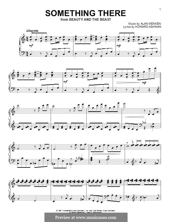 Something There (from Beauty and the Beast): Para Piano by Alan Menken