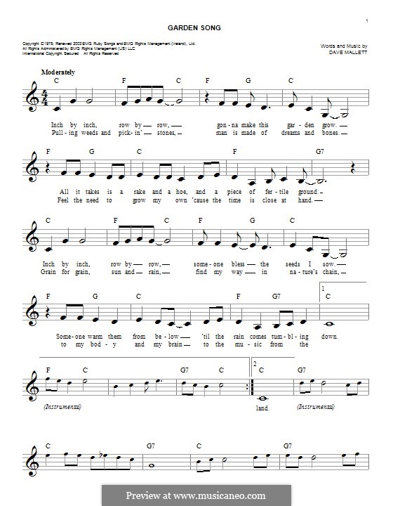 Garden Song: melodia by David Mallet