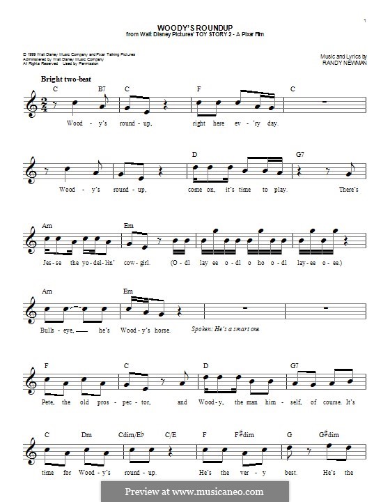 Woody's Roundup (from Toy Story 2): melodia by Randy Newman