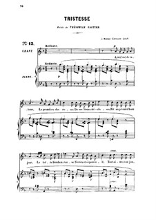 Three Songs, Op.6: No.2 Tristesse, for high voice by Gabriel Fauré