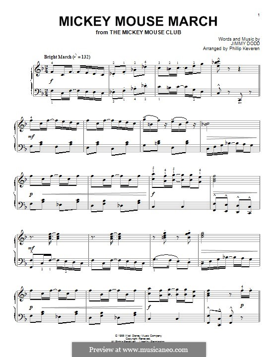 Mickey Mouse March (from The Mickey Mouse Club): Para Piano by Jimmie Dodd