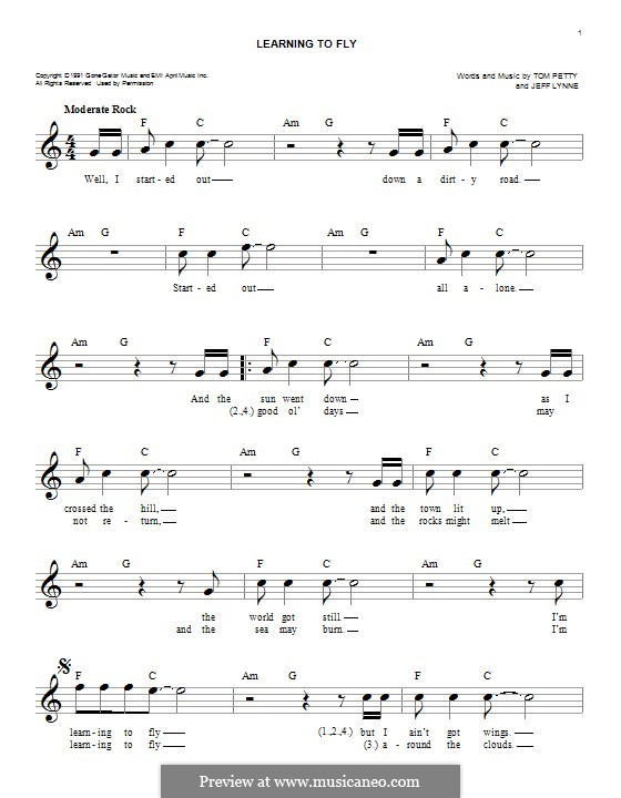 Learning to Fly (Tom Petty And The Heartbreakers): melodia by Jeff Lynne