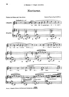 Two Songs, Op.43: No.2 Nocturne, for high voice by Gabriel Fauré