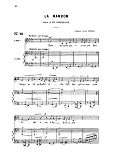 Three Songs, Op.8: No.2 La rançon, for medium voice by Gabriel Fauré
