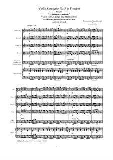 Violin Concerto No.3 in F Major 'L'autunno', RV 293: partituras completas, partes by Antonio Vivaldi