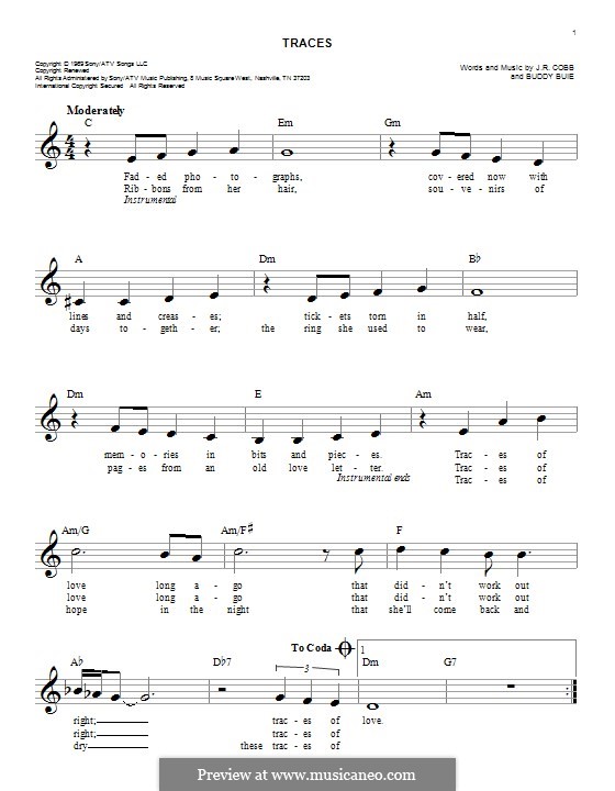 Traces (Classics IV): melodia by Buddy Buie, J.R. Cobb