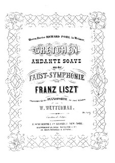 Faust Symphony. Gretchen, S.513: Para Piano by Franz Liszt