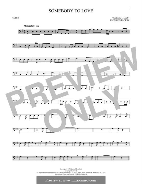 Somebody to Love (Queen): para violoncelo by Freddie Mercury