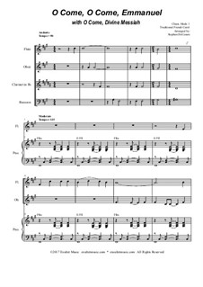 O Come, O Come, Emmanuel with O Come, Divine Messiah: Para quarteto de sopro by Unknown (works before 1850)