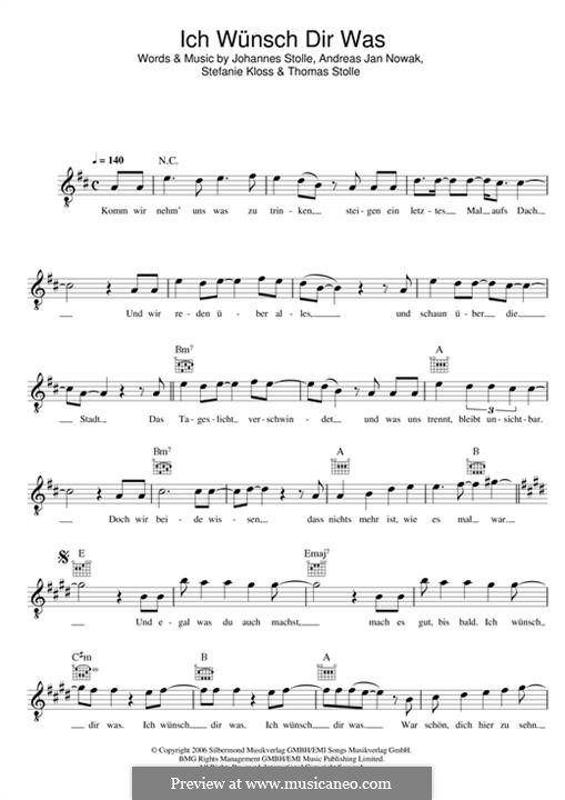 Ich Wünsch Dir Was (Silbermond): melodia by Johannes Stolle, Thomas Stolle, Andreas Jan Nowak, Stefanie Kloss