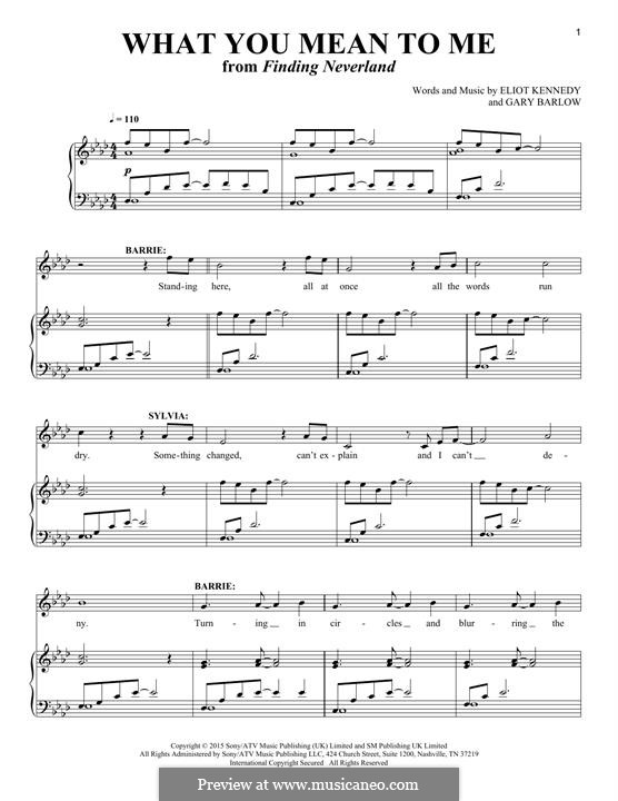 What You Mean To Me (from 'Finding Neverland'): Para vocais e piano by Eliot Kennedy, Gary Barlow