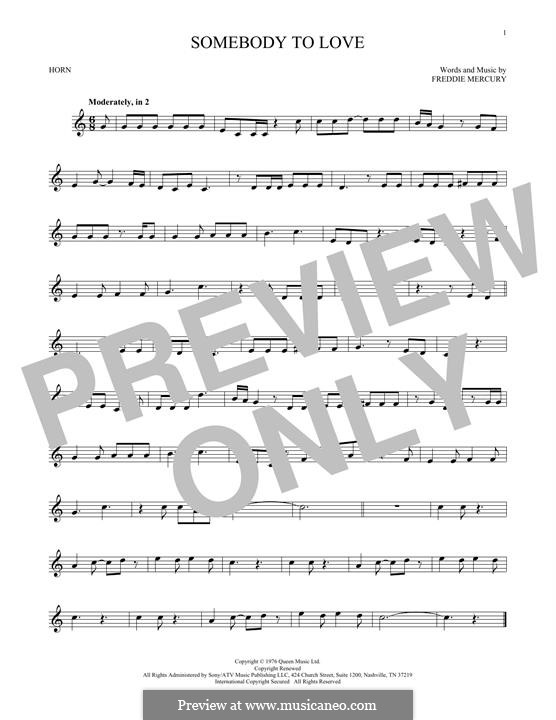 Somebody to Love (Queen): For horn by Freddie Mercury
