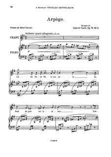 Two Songs, Op.76: No.2 Arpège, for medium voice by Gabriel Fauré