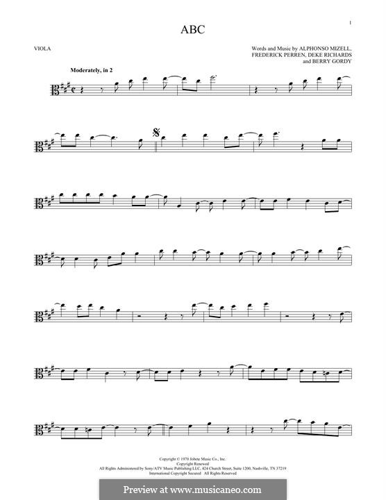 ABC (The Jackson 5): para viola by Alphonso Mizell, Berry Gordy, Deke Richards, Freddie Perren