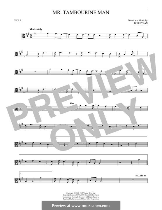 Mr. Tambourine Man: para viola by Bob Dylan