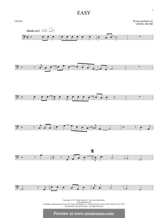 Easy (The Commodores): para violoncelo by Lionel Richie