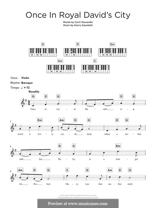 Once in Royal David's City (Printable scores): para teclado by Henry John Gauntlett