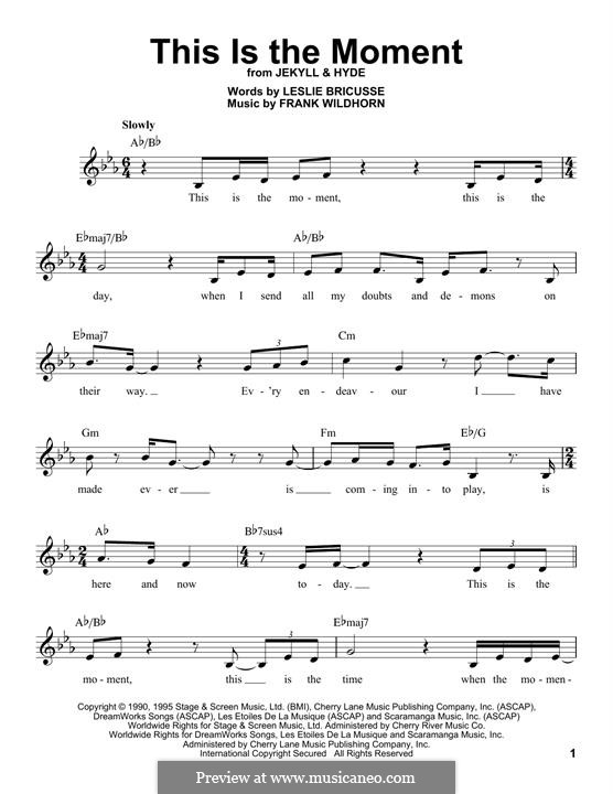This Is The Moment (from Jekyll And Hyde): melodia by Frank Wildhorn