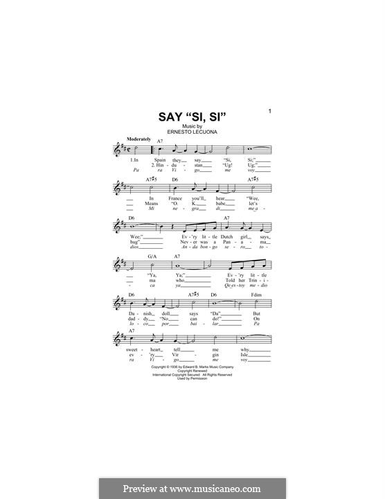 Say 'Si, Si' (Glen Miller): melodia by Ernesto Lecuona