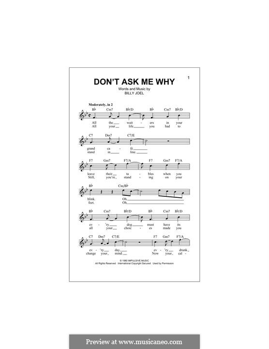 Don't Ask Me Why: melodia by Billy Joel
