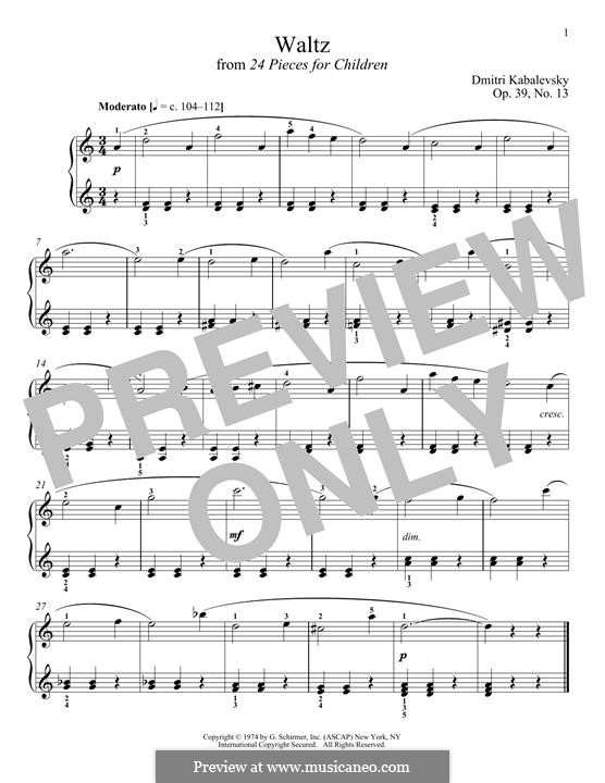 Twenty-Four Easy Pieces, Op.39: No.13 Waltz by Dmitri Kabalevsky