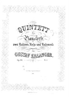 Piano Quintet in C Minor, Op.39: Partitura completa by Gustav Erlanger