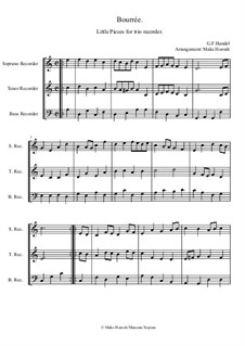 Little Pieces for trio recorder: Bourrée by Georg Friedrich Händel