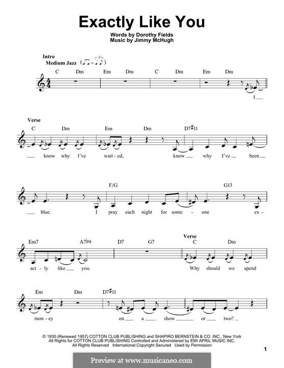 Exactly Like You: melodia by Jimmy McHugh