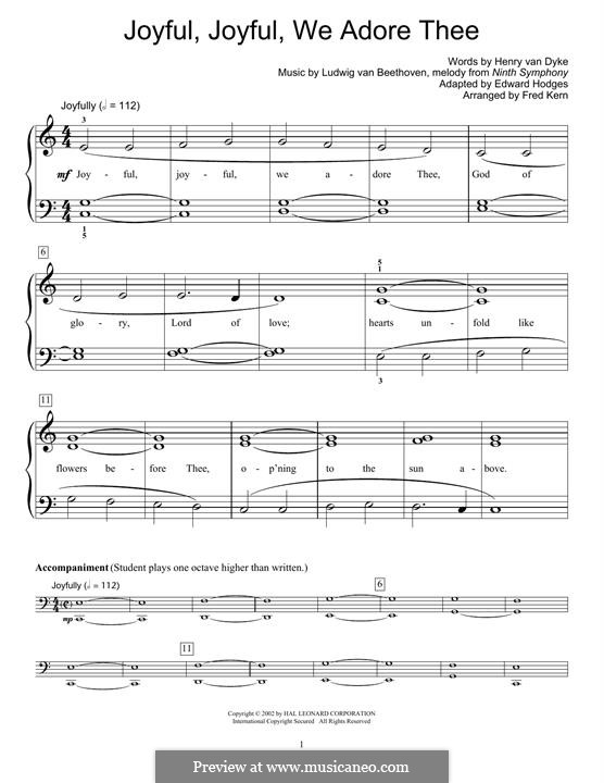 Ode to Joy, for Piano: para um único musico (Editado por H. Bulow) by Ludwig van Beethoven