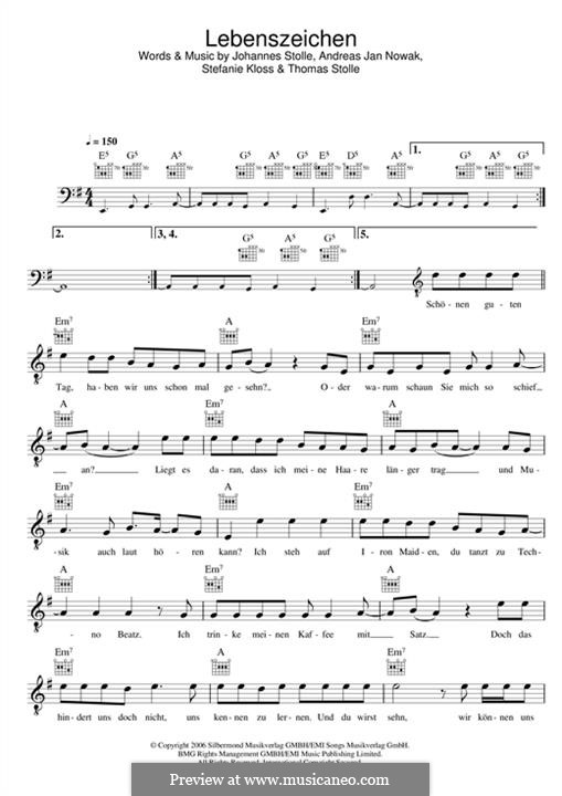 Lebenszeichen (Silbermond): melodia by Johannes Stolle, Thomas Stolle, Andreas Jan Nowak, Stefanie Kloss