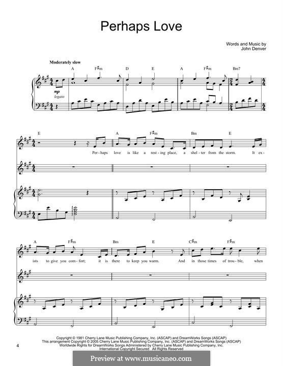 Perhaps Love: Para vocais e piano by John Denver