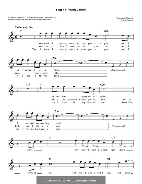 I Wish it Would Rain Down por P. Collins Partituras on músicaNeo