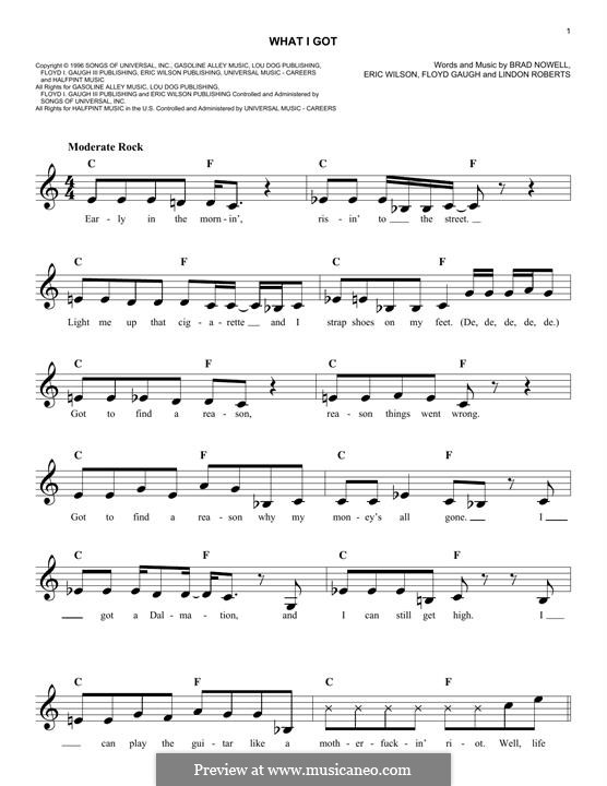 What I Got (Sublime): melodia by Brad Nowell, Eric Wilson, Floyd Gaugh, Lindon Roberts
