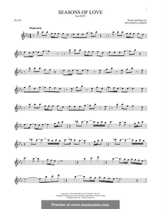Seasons of Love (from Rent): para flauta by Jonathan Larson