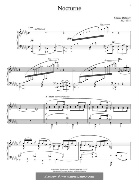 Nocturne in D Flat Major, L.82: Para Piano by Claude Debussy